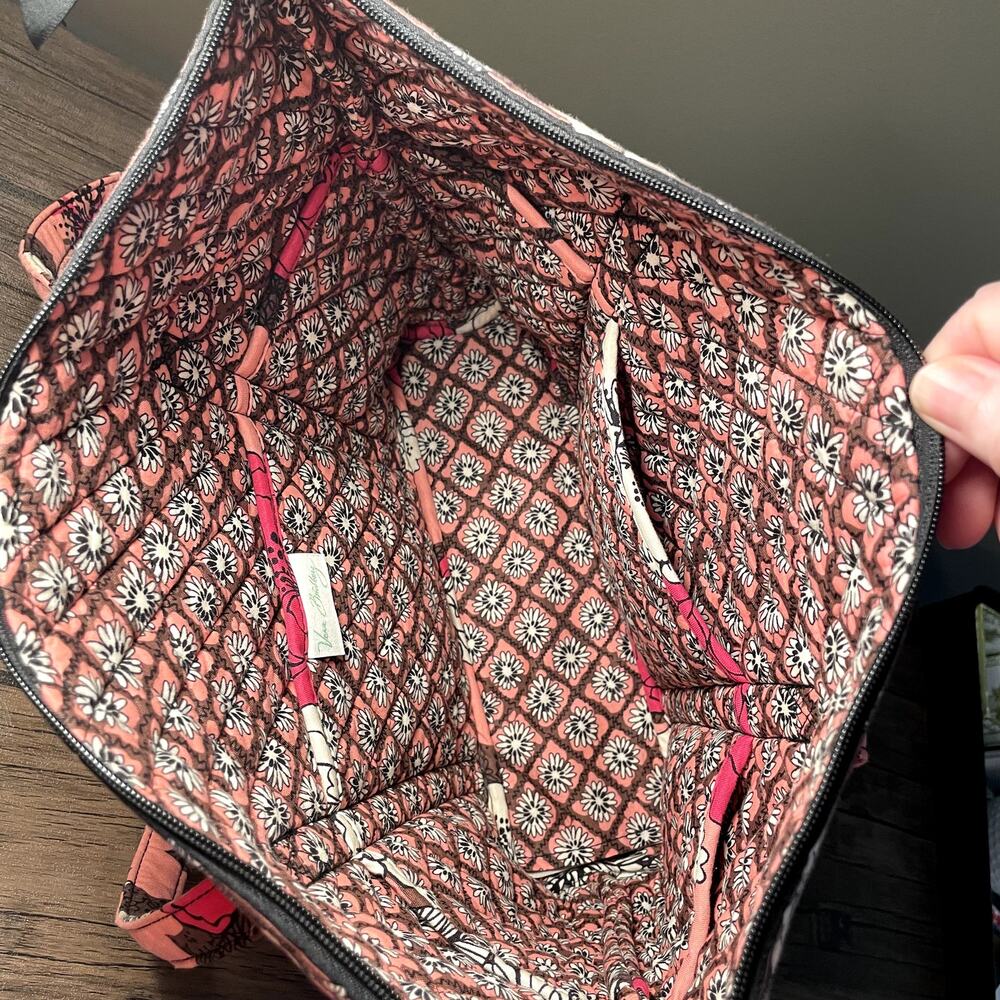 Vera Bradley Mocha Rouge Quilted Medium Tote Purse - Picture 4 of 10